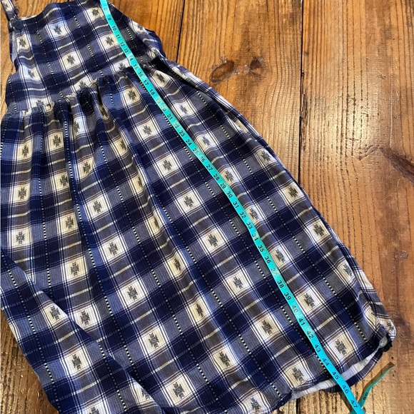 Vintage Plaid Blue & Cream Dress - Overalls style top with buttons. Size Small - Picture 11 of 11